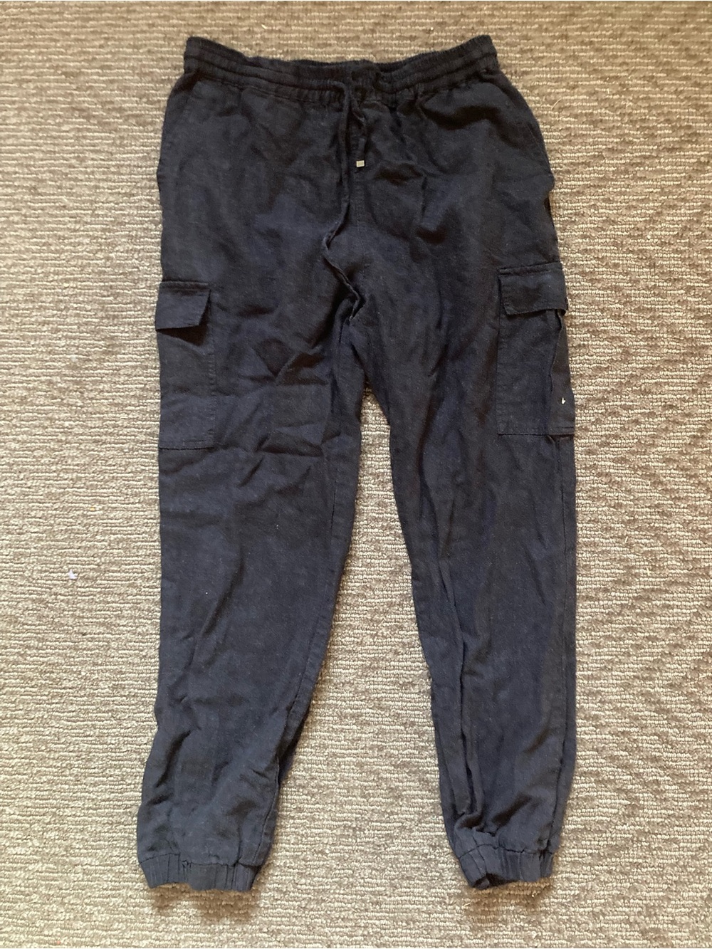 Love Tree Linen Blend Cargo Joggers Drawstring Comfort Lounge